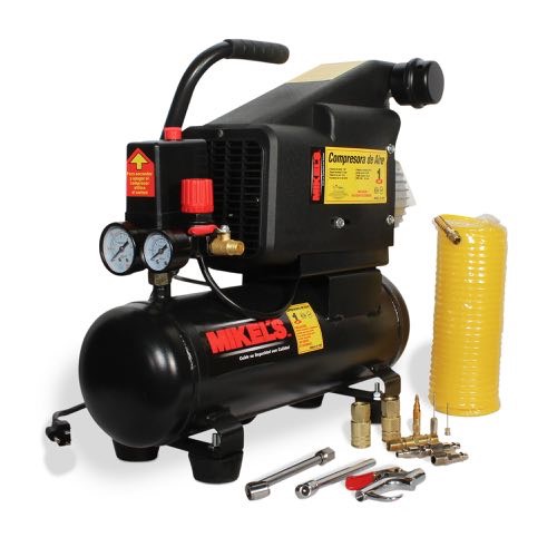 COMPRESOR DE AIRE 1 HP CON 19 ACC. NEUMATICOS