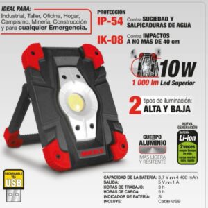 Reflector LED Recargable para Uso Rudo