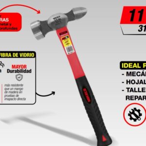 Martillo para Laminero, Desabollador Fino de Bola con Mango de Fibra de Vidrio