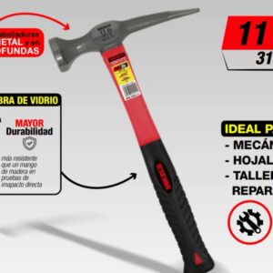Martillo para laminero,desabollador punta larga con mango de fibra de vidrio