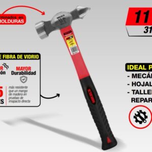 Martillo para laminero, para terminados con mango de fibra de vidrio