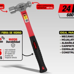 Martillo de bola con mango de fibra de vidrio